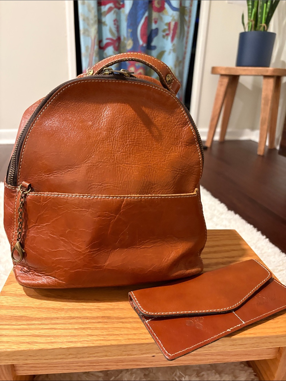 Patricia Nash Small Brown Leather Backpack Purse - Picture 4 of 8